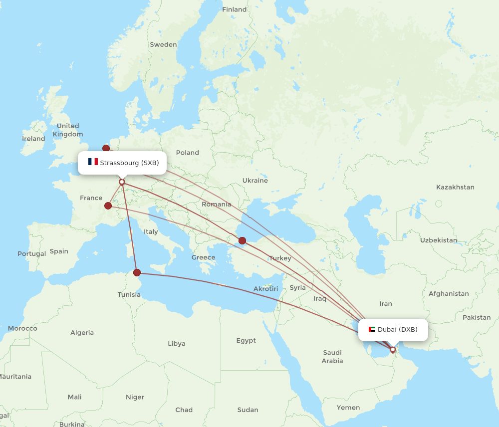 DXB-SXB flight routes