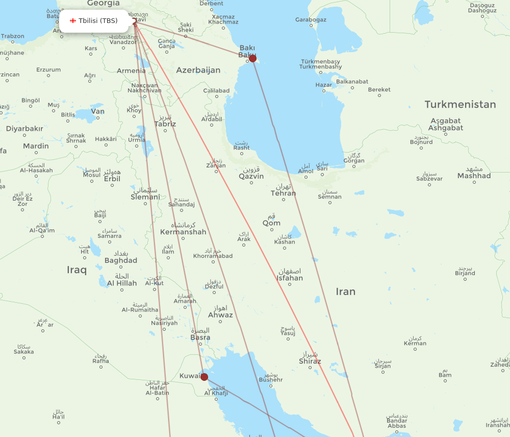 DXB-TBS flight routes