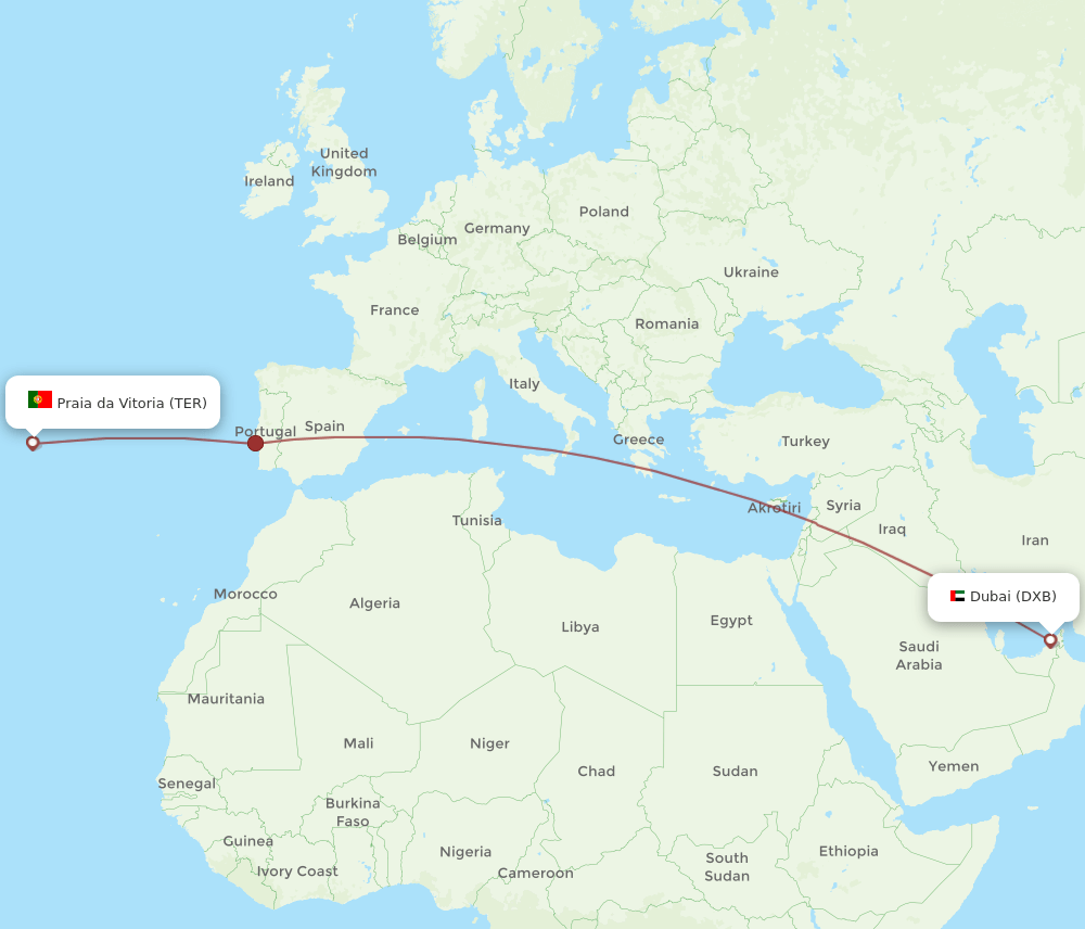 DXB-TER flight routes