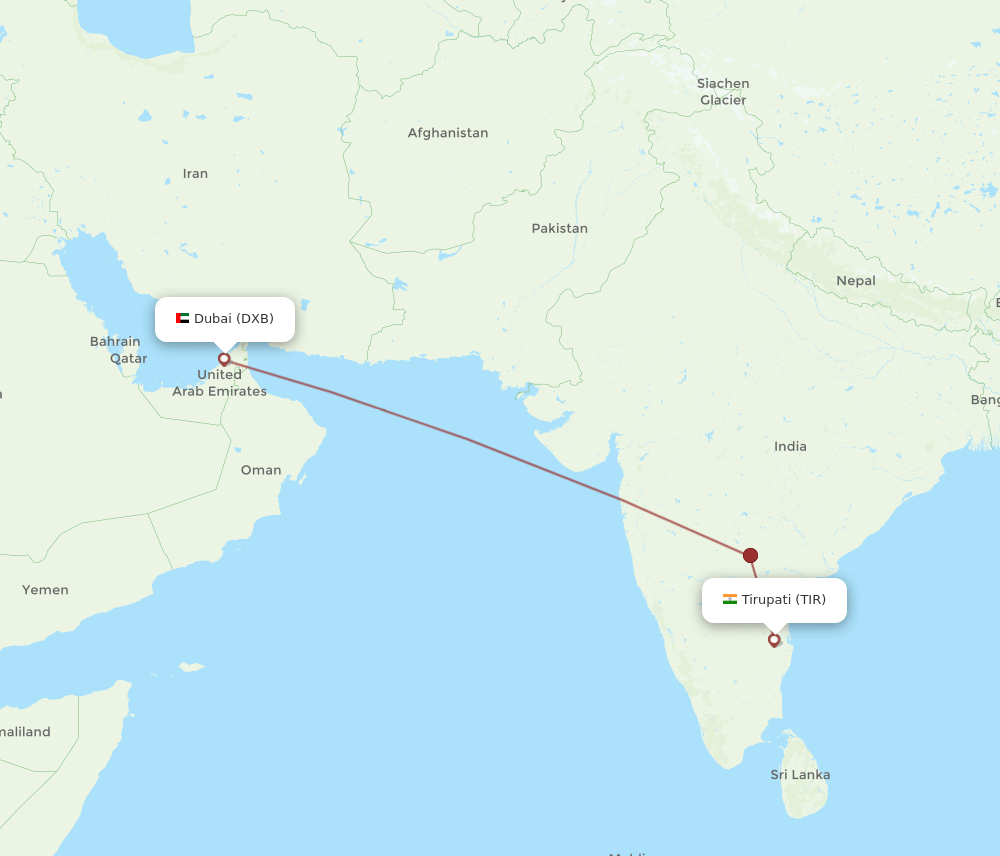 DXB-TIR flight routes