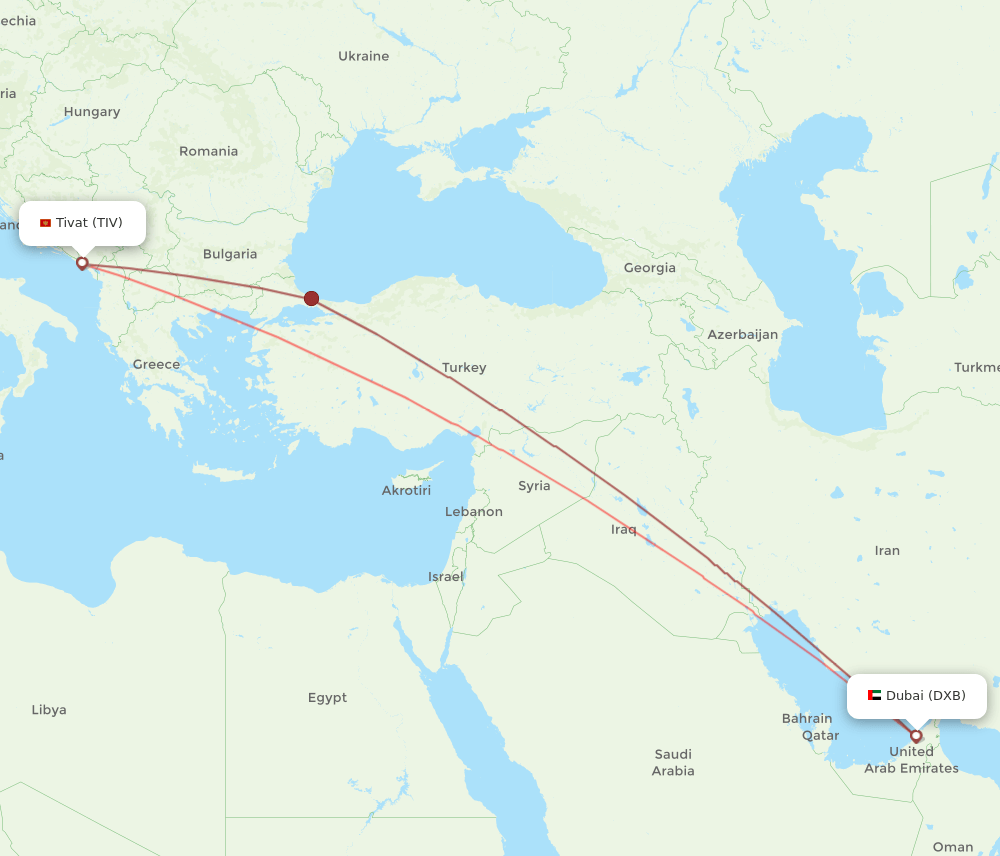 DXB-TIV flight routes
