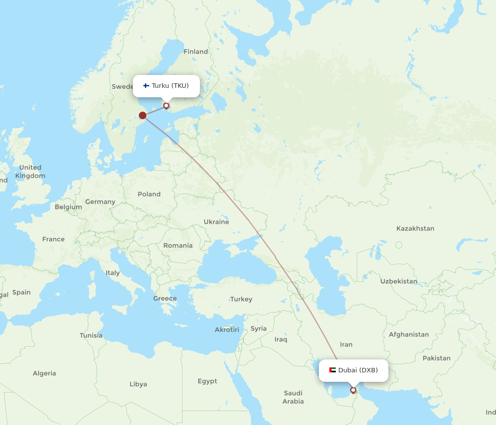 DXB-TKU flight routes