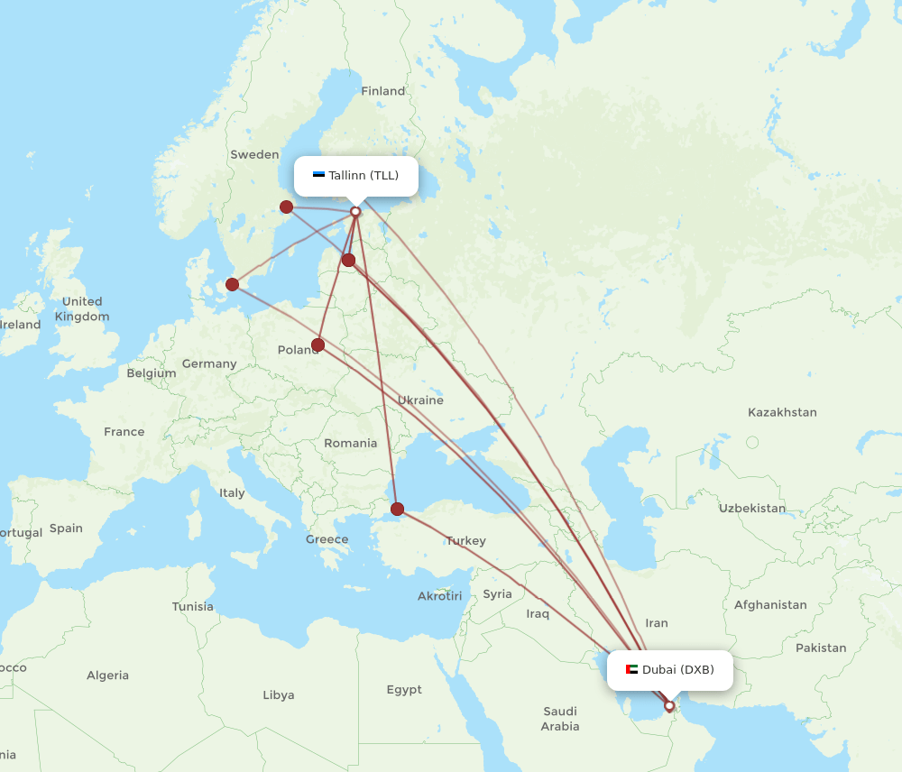 DXB-TLL flight routes