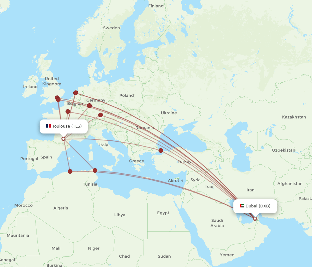 DXB-TLS flight routes