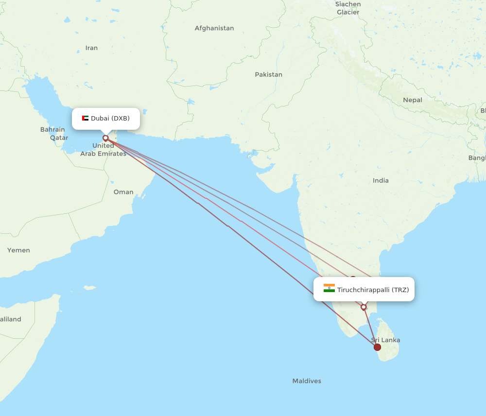 DXB-TRZ flight routes