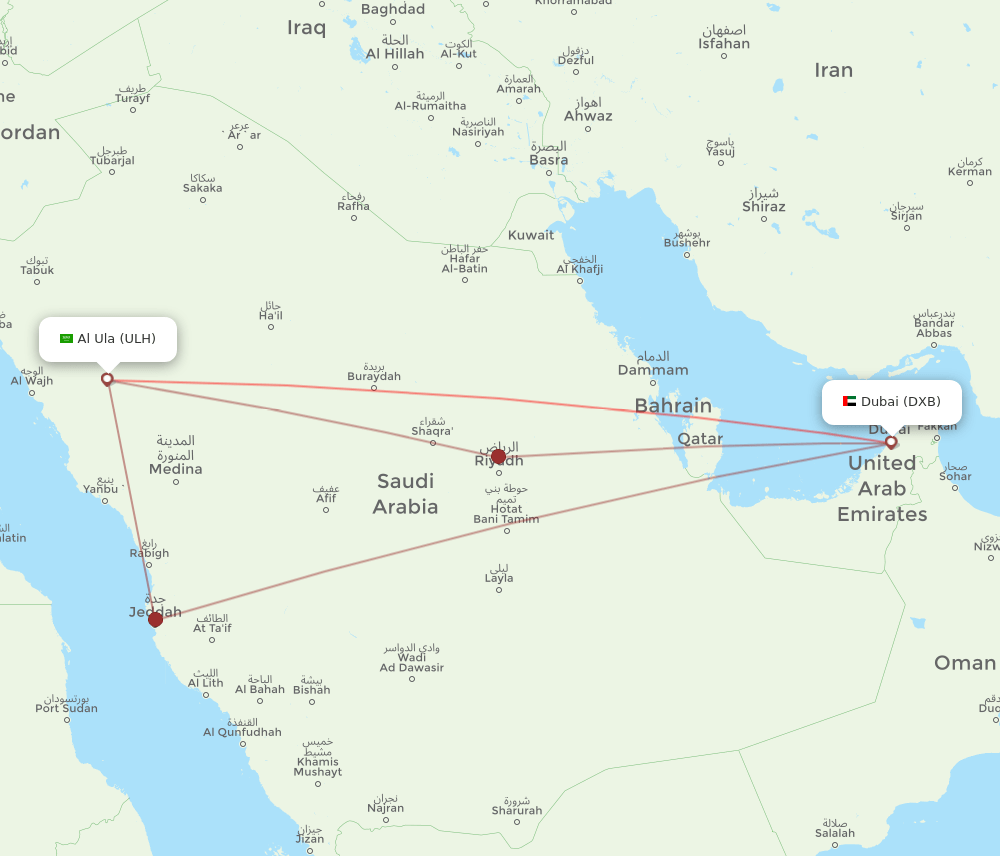 DXB-ULH flight routes