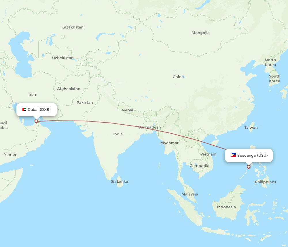 DXB-USU flight routes