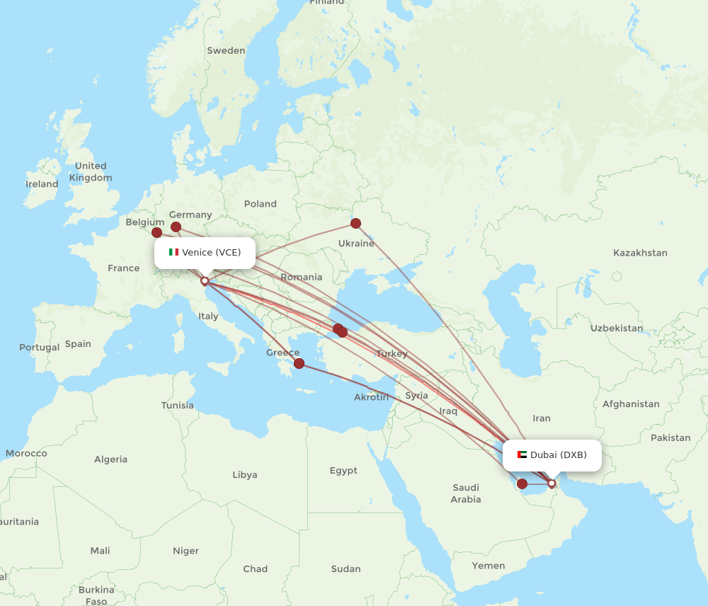 DXB-VCE flight routes