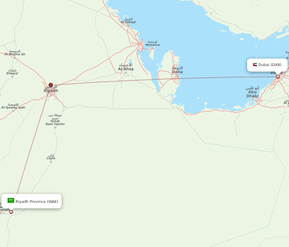 DXB-WAE flight routes