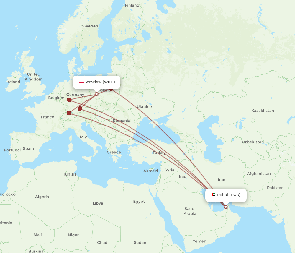 DXB-WRO flight routes