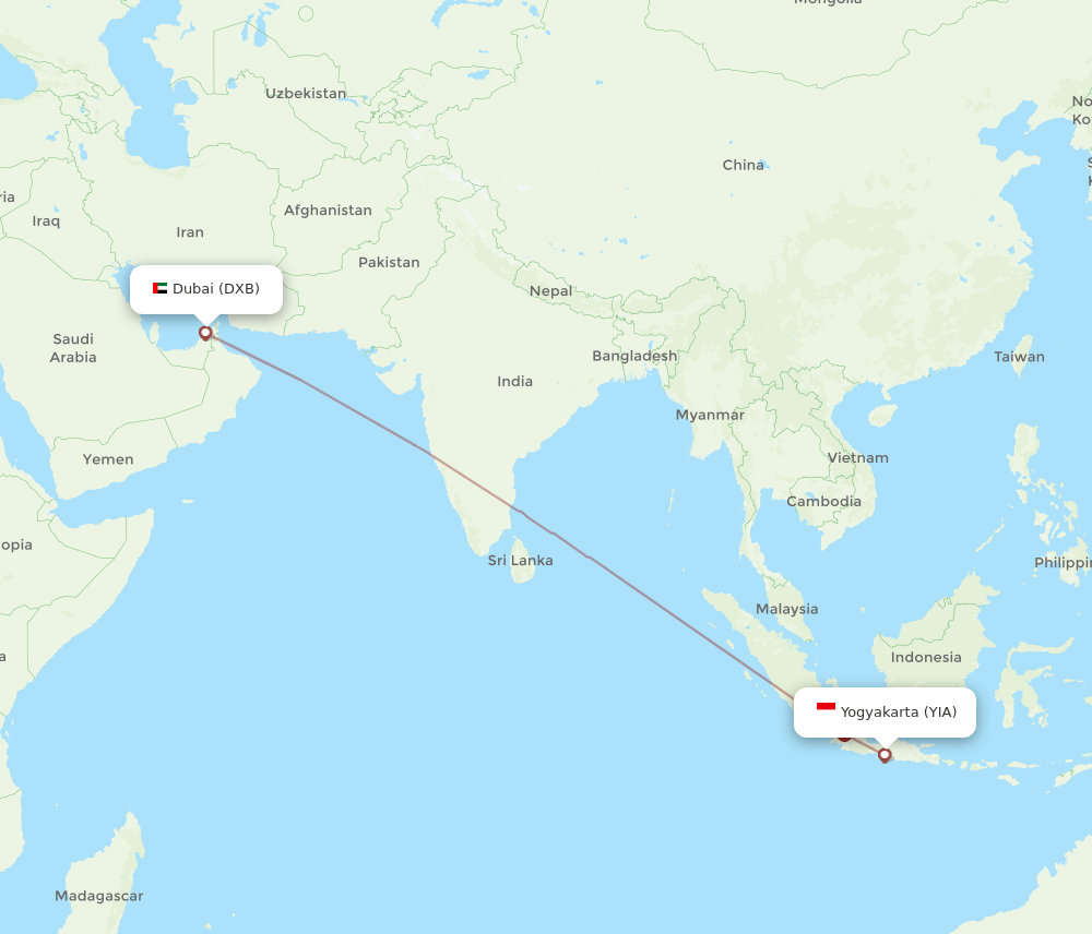 DXB-YIA flight routes