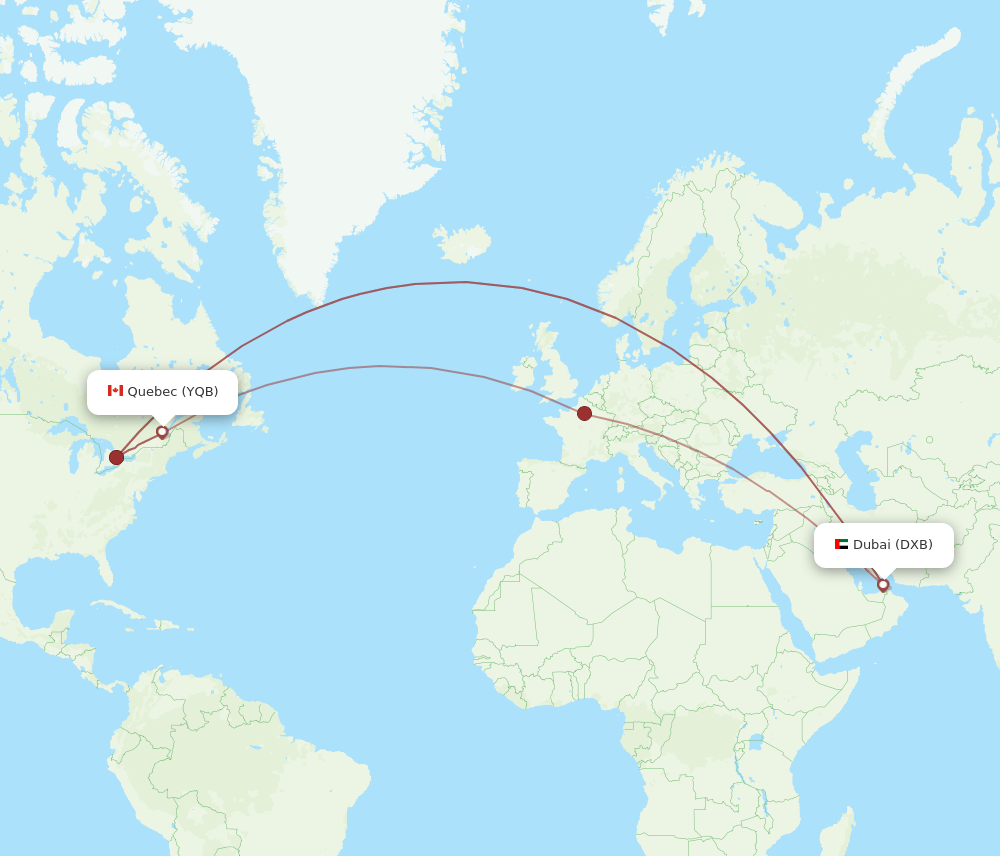 DXB-YQB flight routes