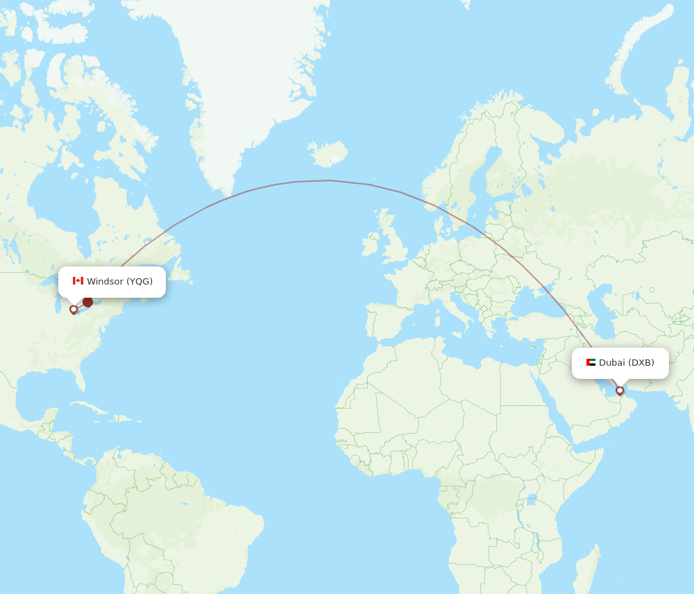 DXB-YQG flight routes