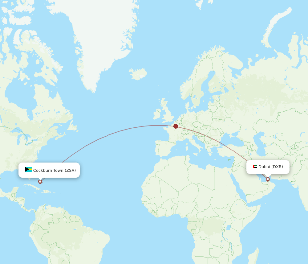 DXB-ZSA flight routes