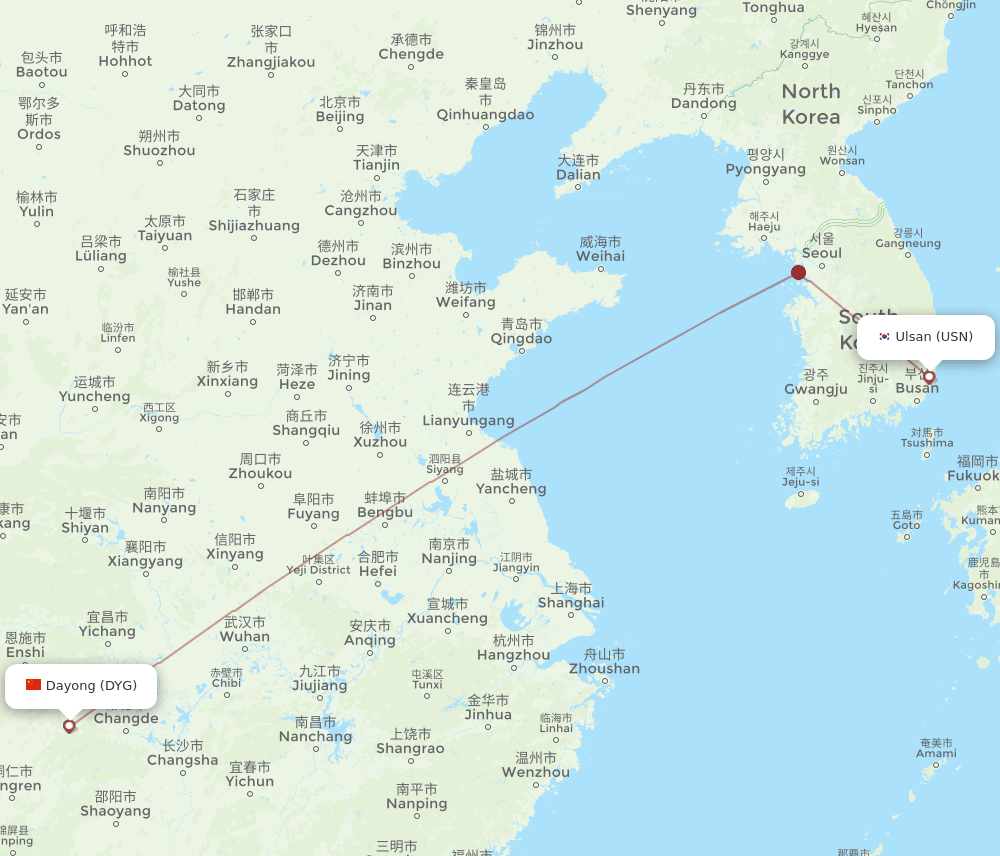 DYG-USN flight routes