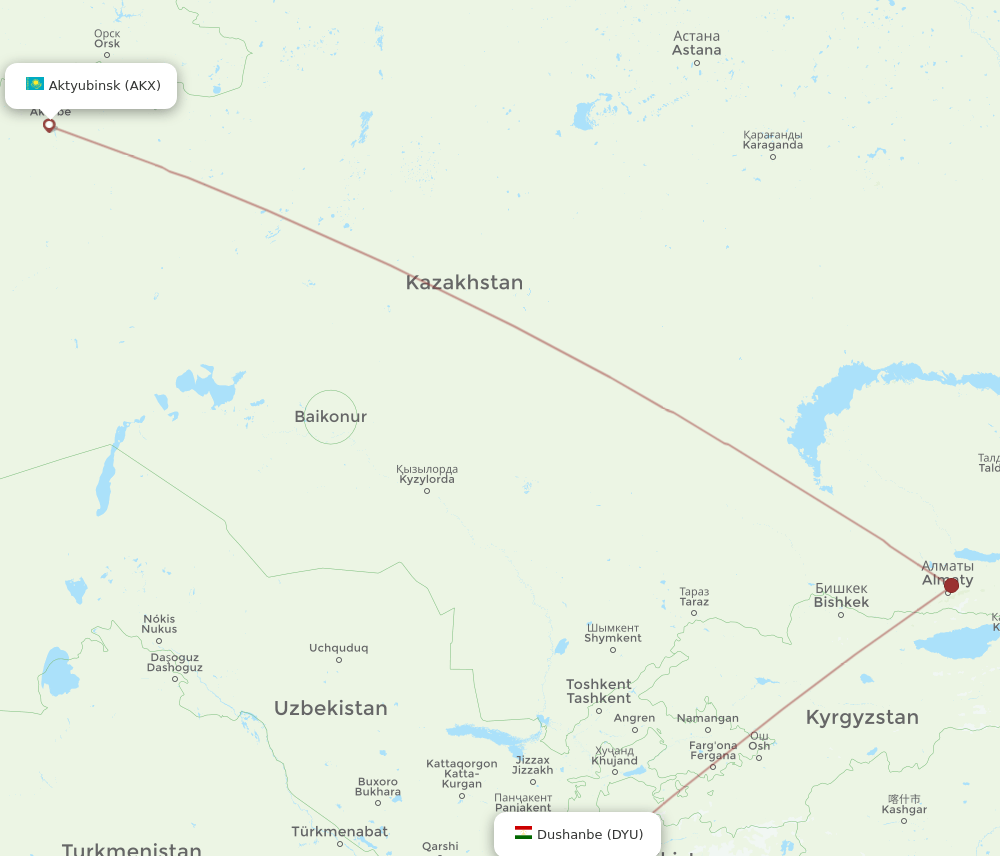 DYU to AKX flights and routes map