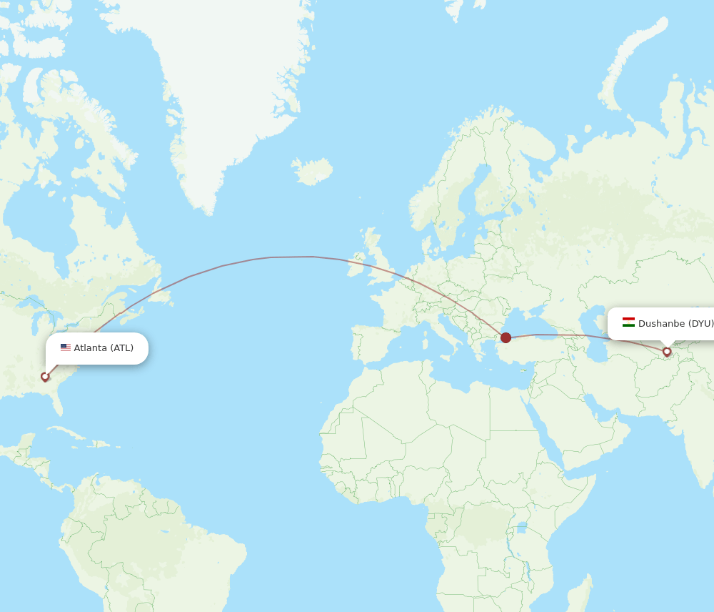 DYU-ATL flight routes