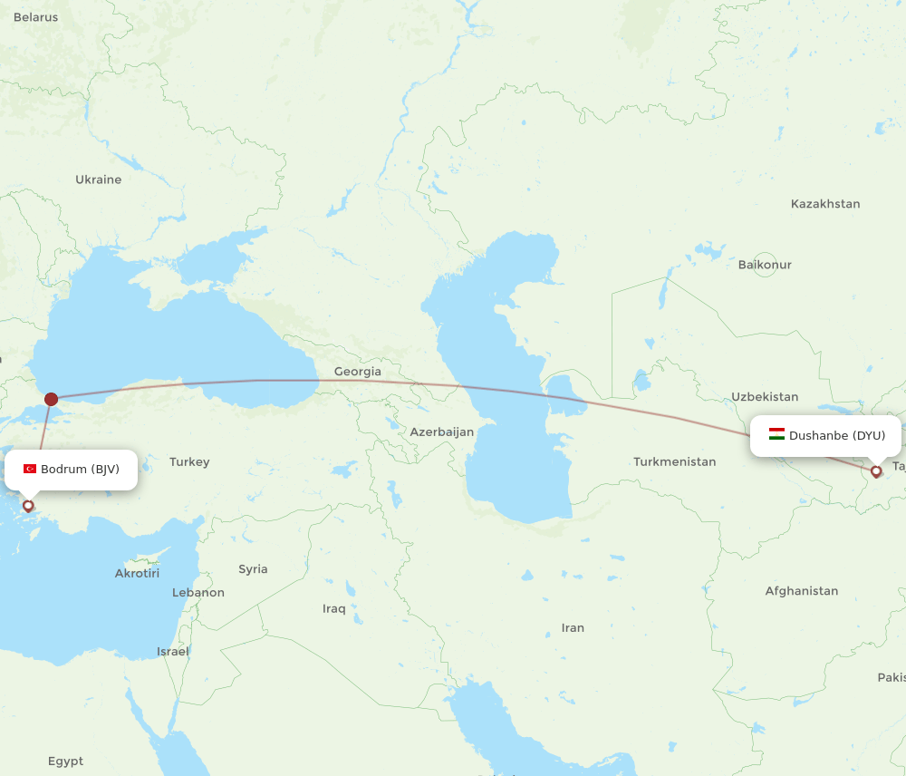 DYU to BJV flights and routes map