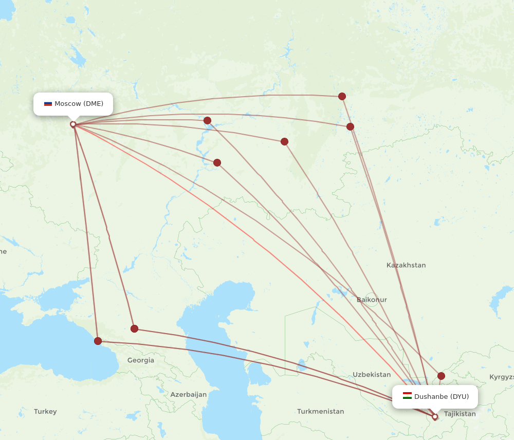 DYU-DME flight routes