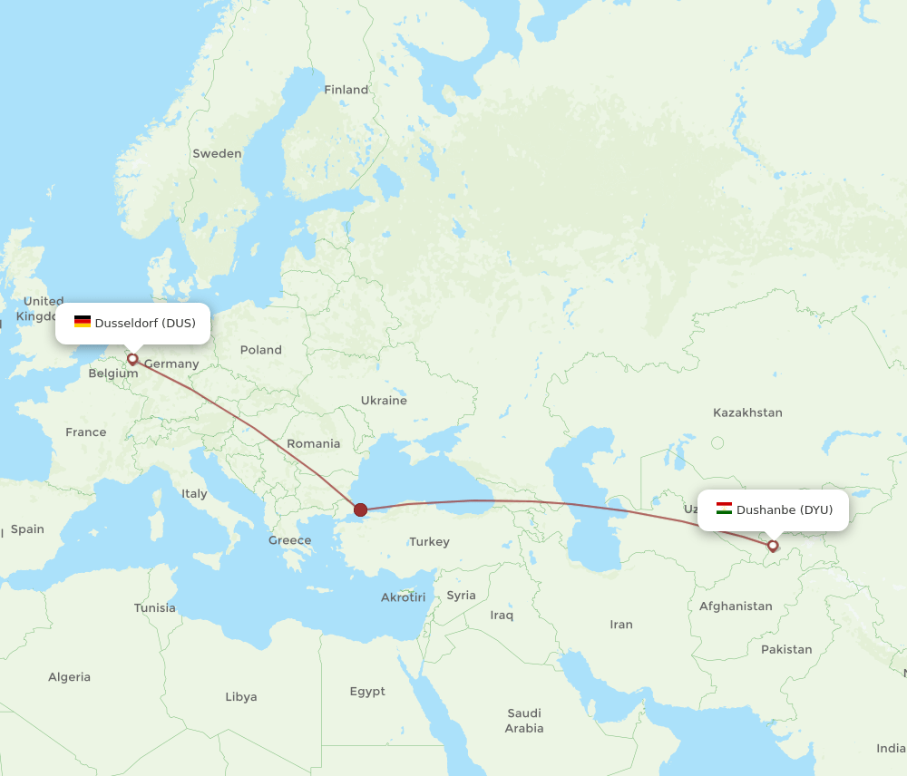 DYU-DUS flight routes