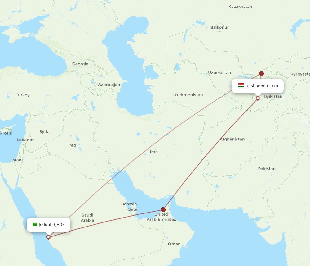 DYU to JED flights and routes map