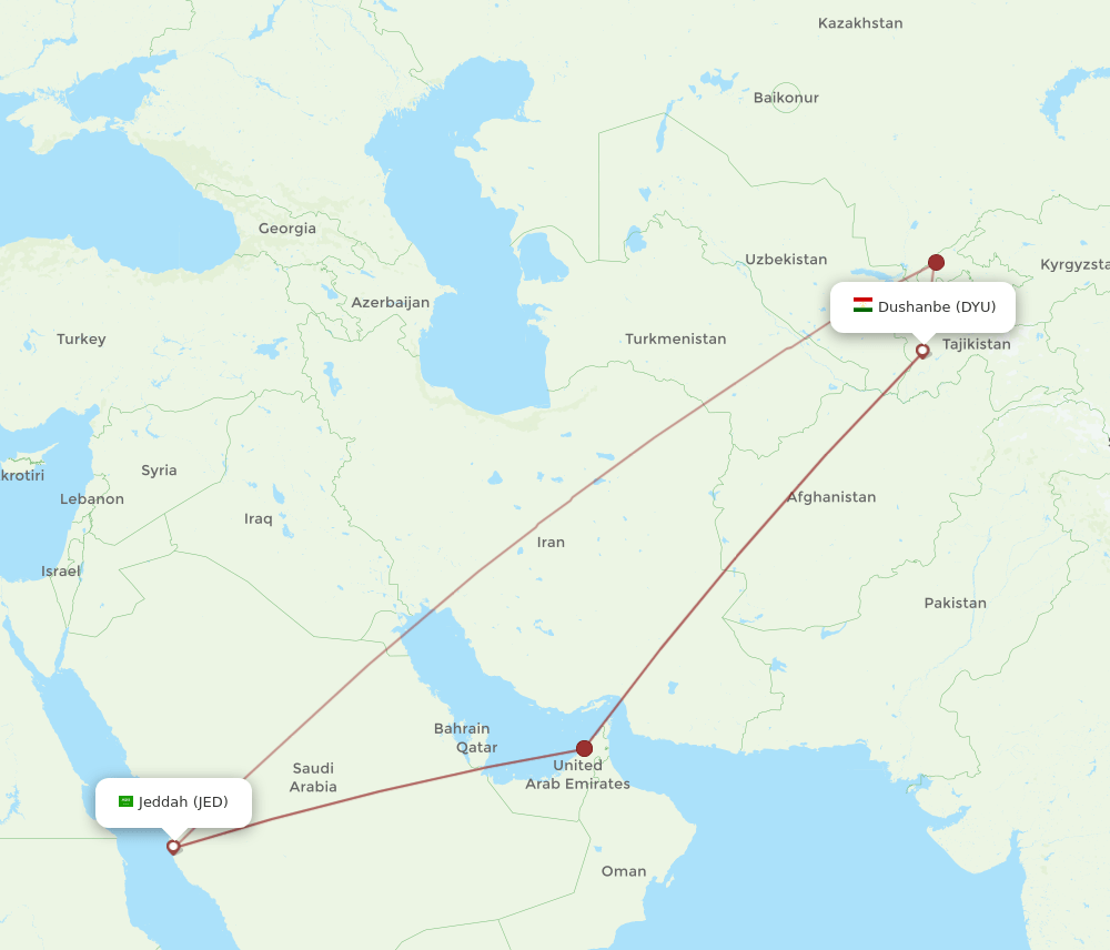DYU-JED flight routes