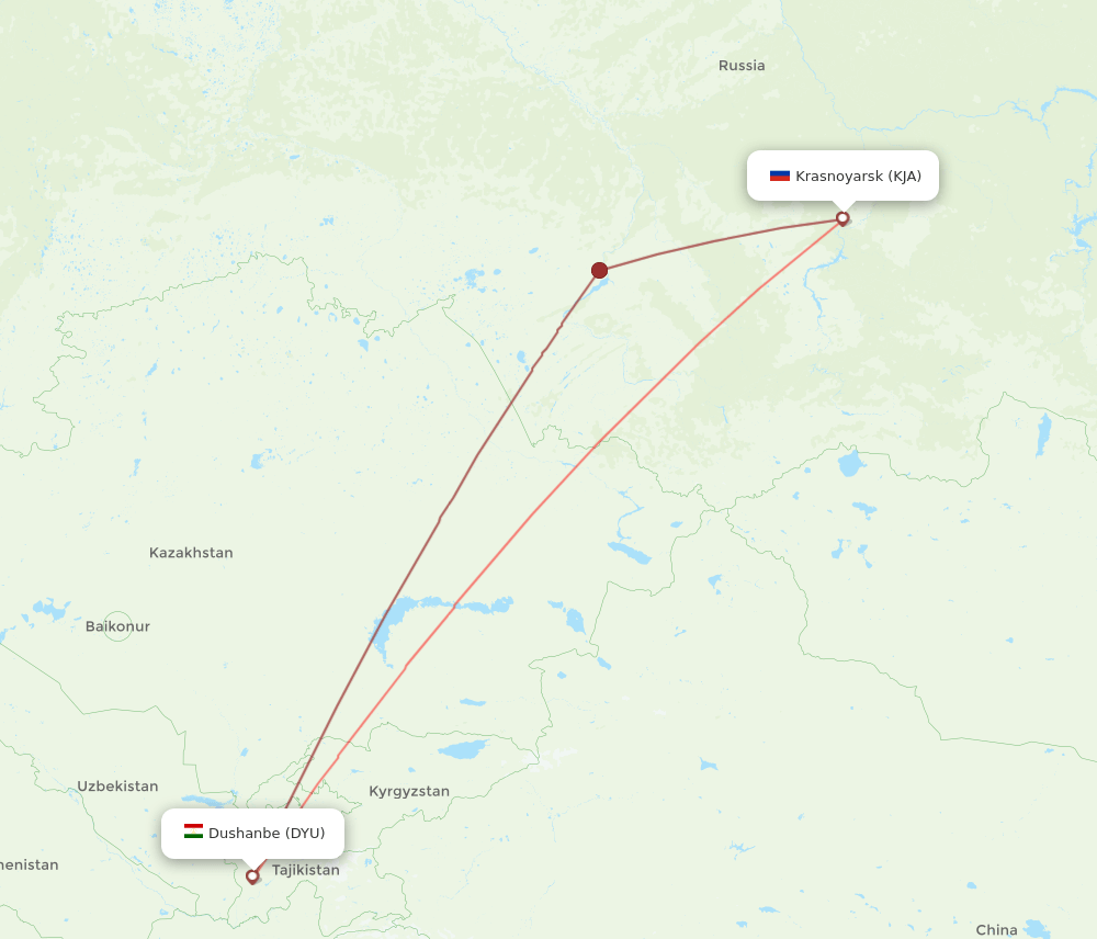 DYU-KJA flight routes