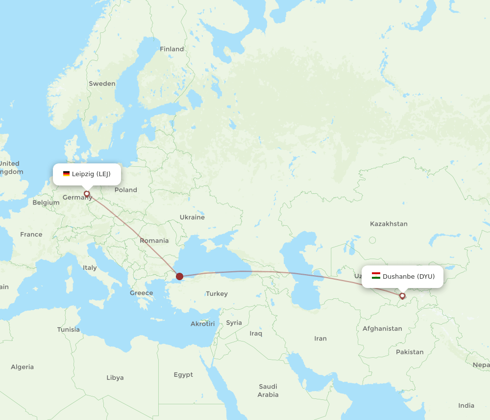 DYU-LEJ flight routes