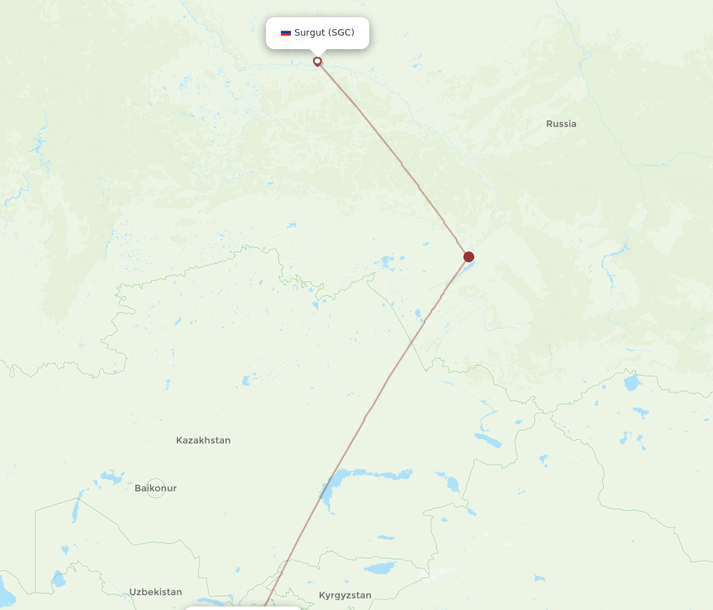 DYU to SGC flights and routes map