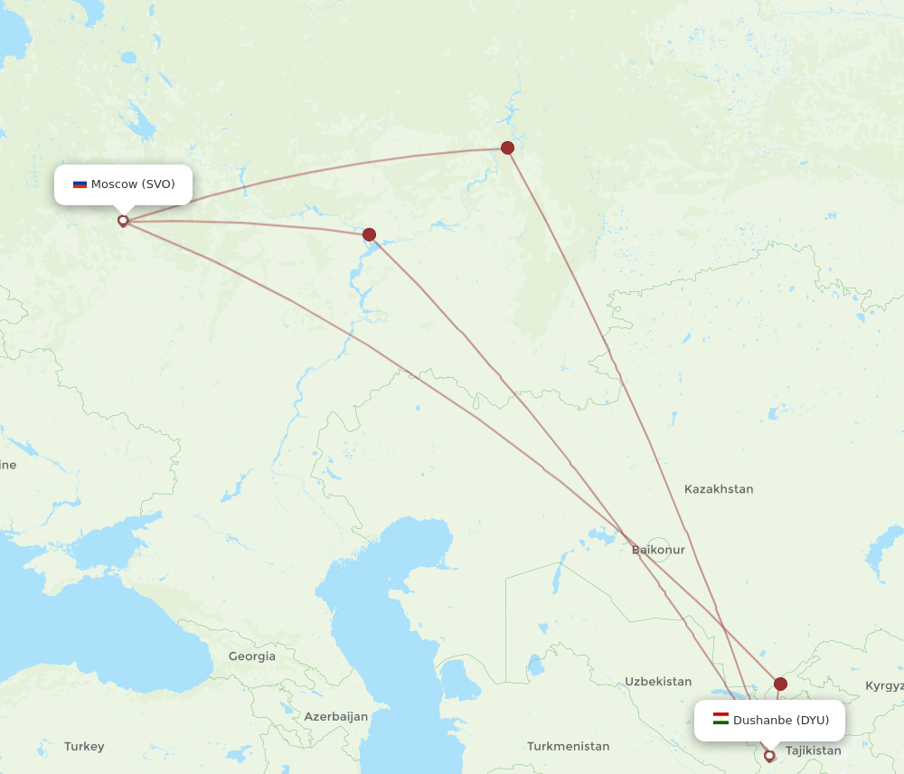 DYU-SVO flight routes