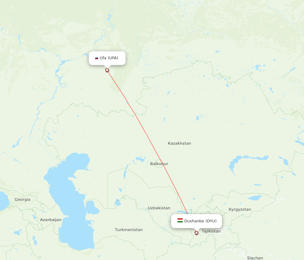 DYU-UFA flight routes
