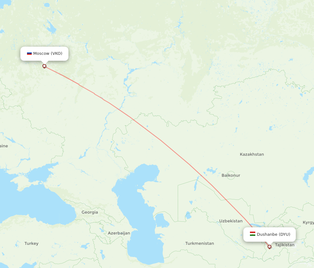 DYU to VKO flights and routes map
