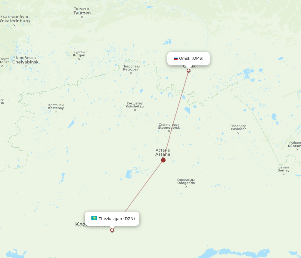 DZN to OMS flights and routes map