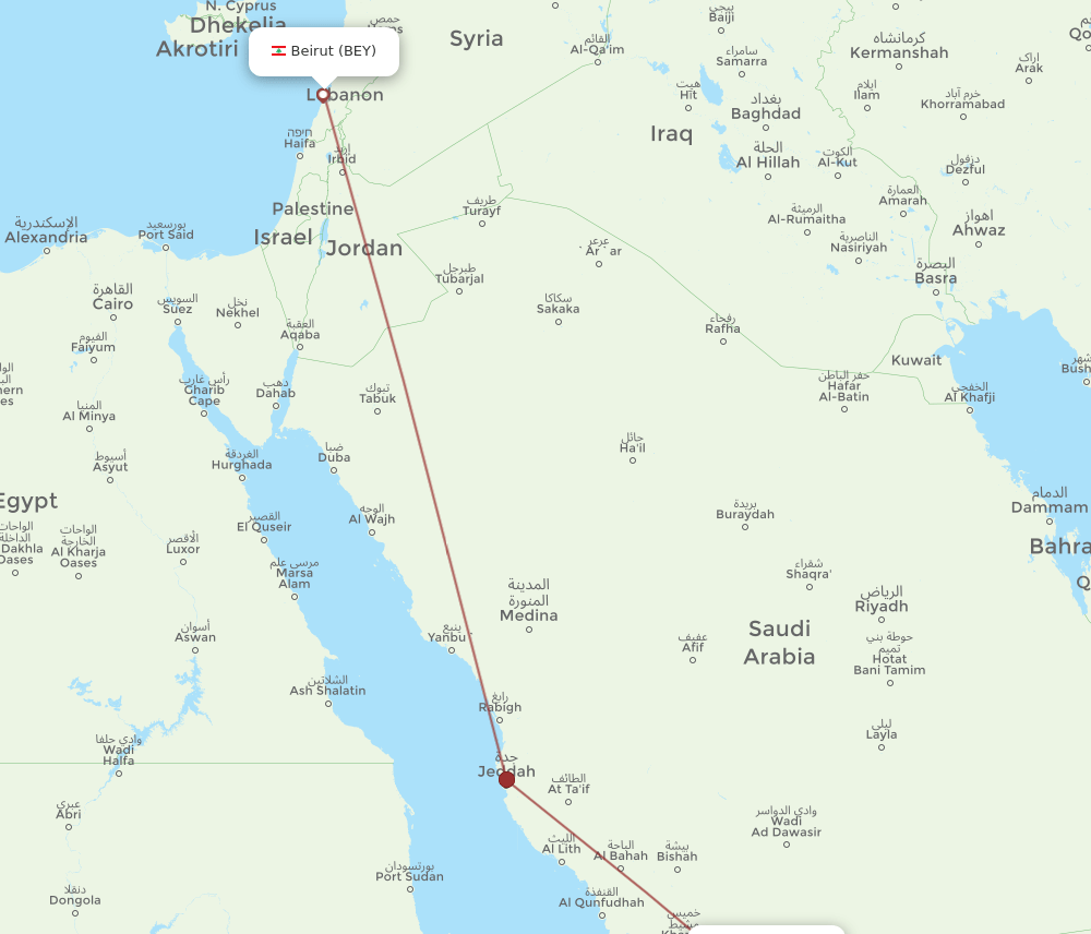 EAM-BEY flight routes