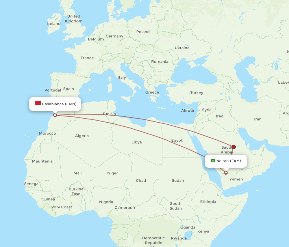 EAM-CMN flight routes