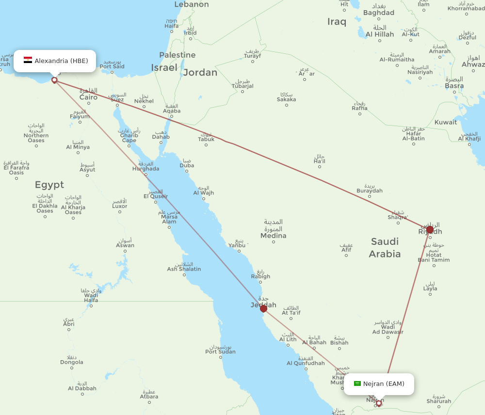 EAM to HBE flights and routes map