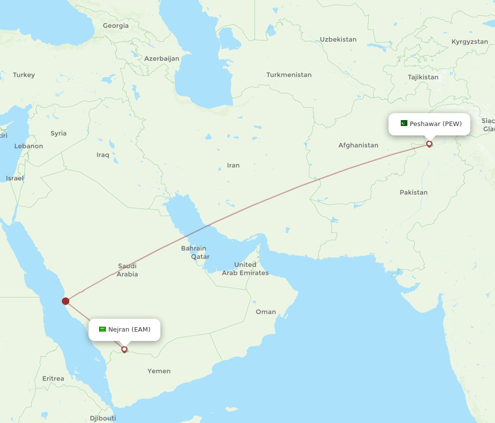 EAM to PEW flights and routes map