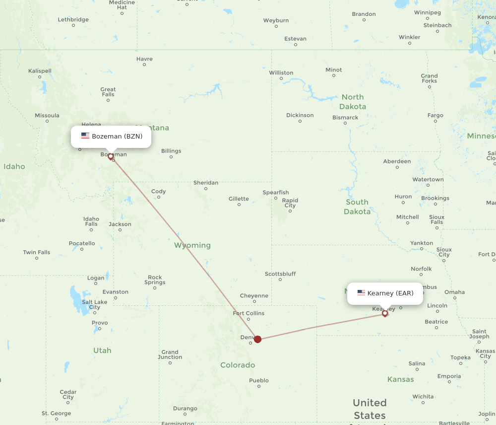 EAR-BZN flight routes