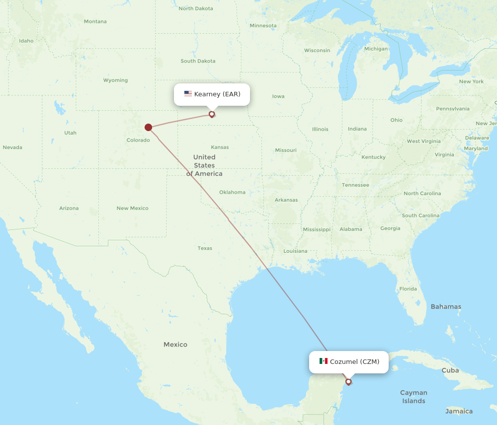 EAR to CZM flights and routes map