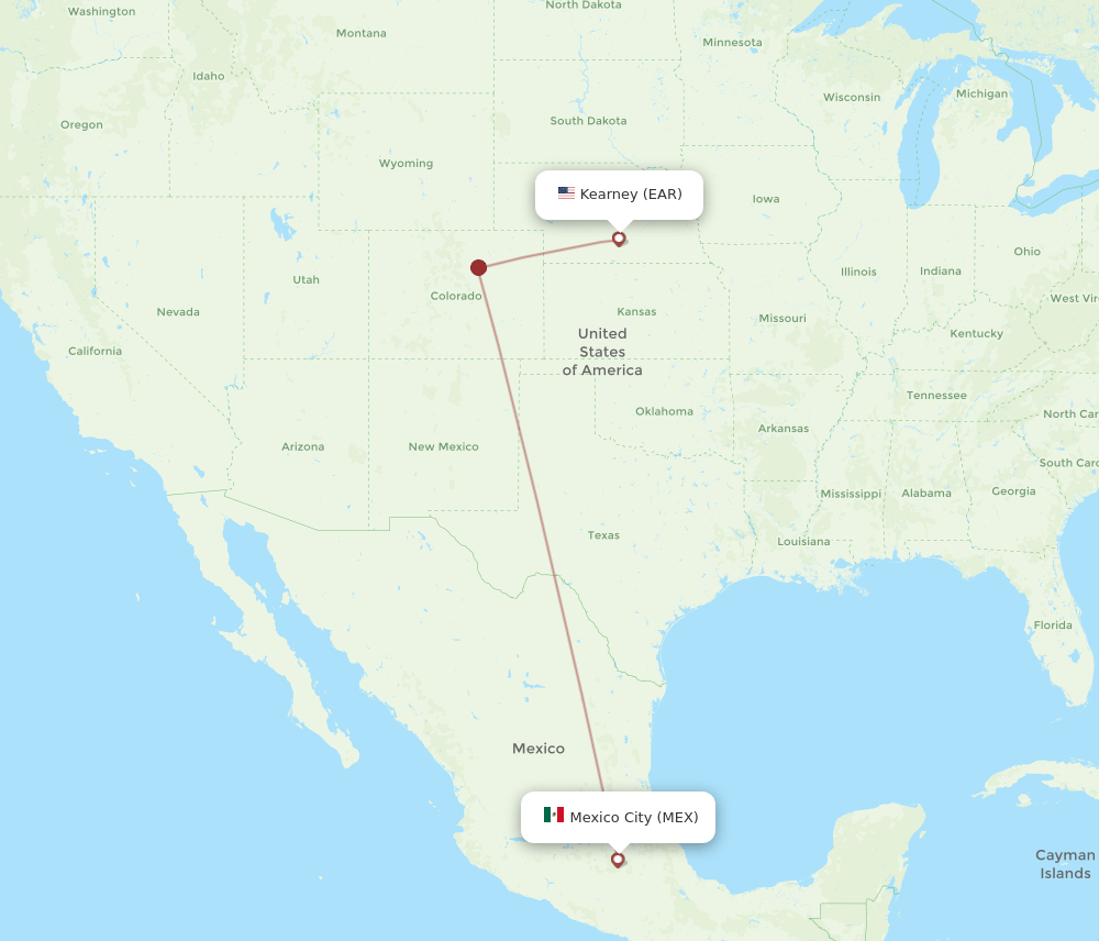 EAR to MEX flights and routes map