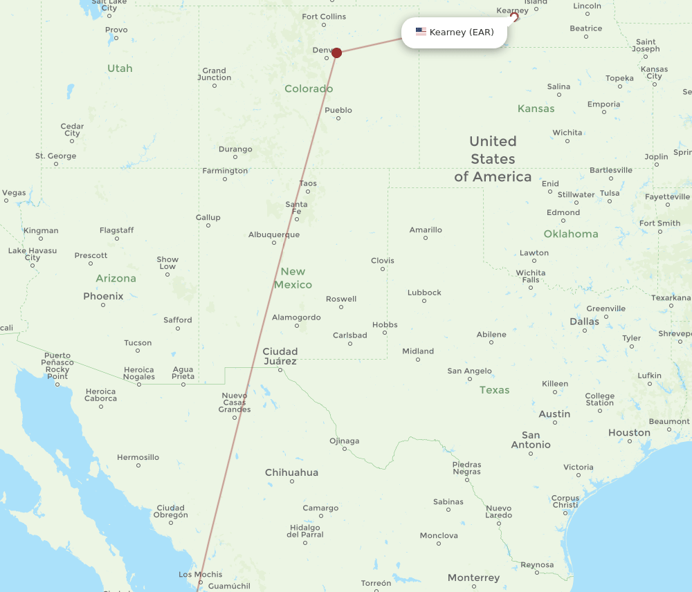 EAR to SJD flights and routes map