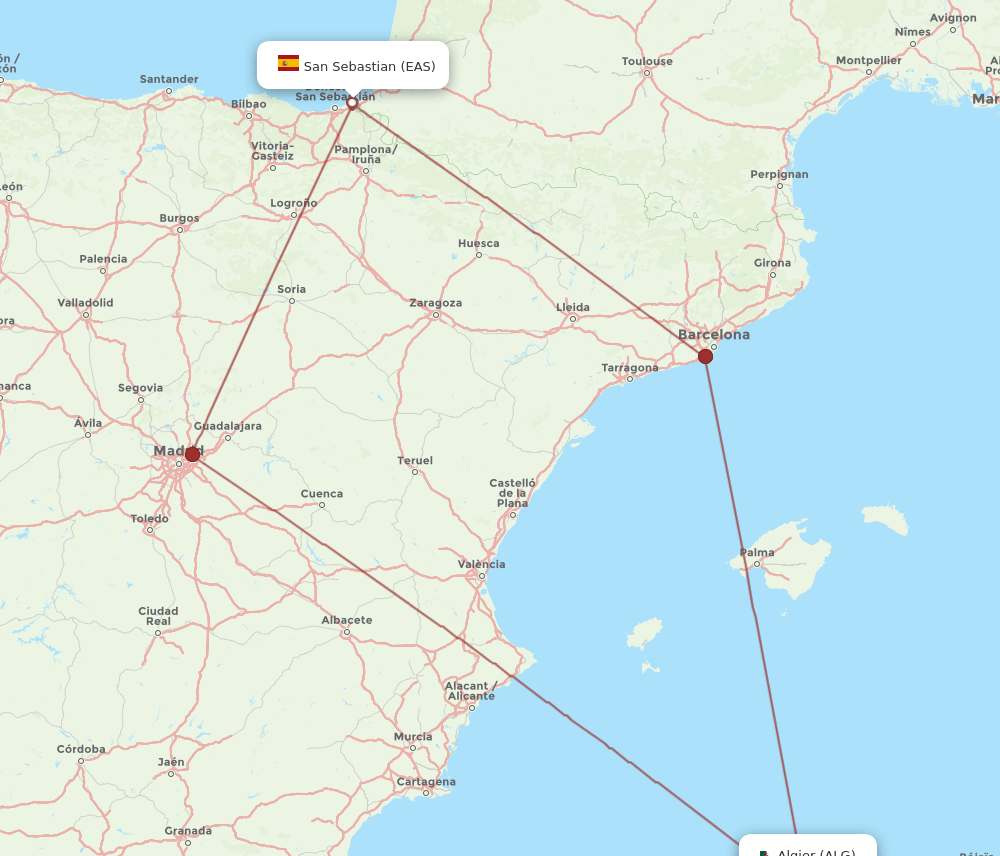 EAS-ALG flight routes