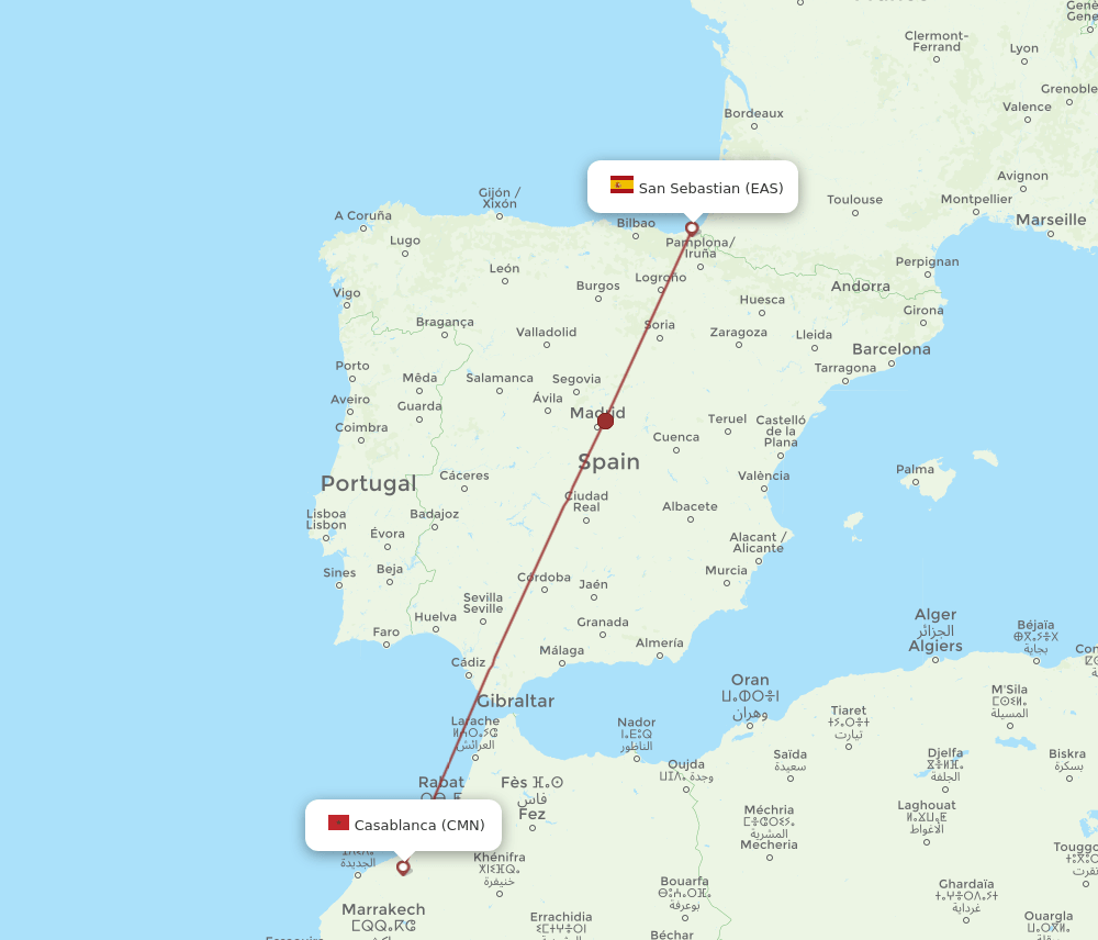 EAS-CMN flight routes