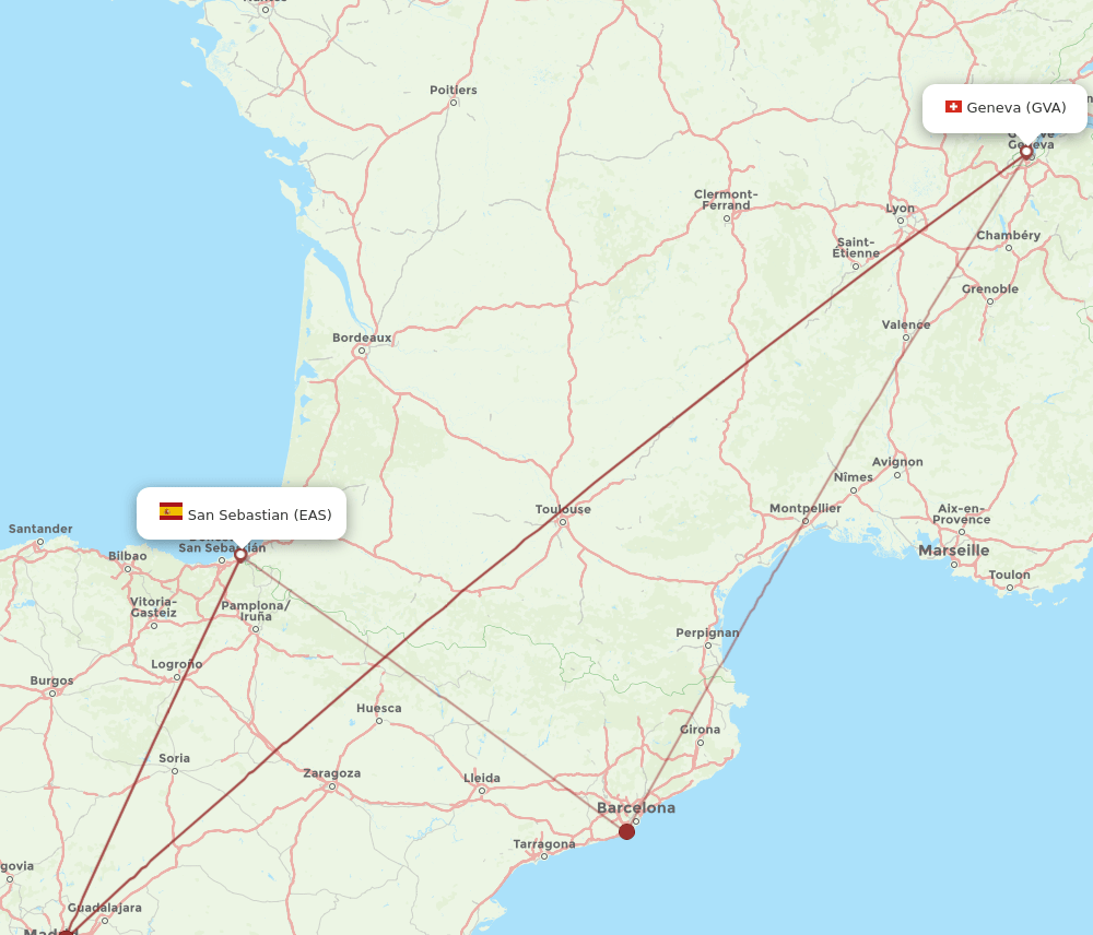 EAS-GVA flight routes