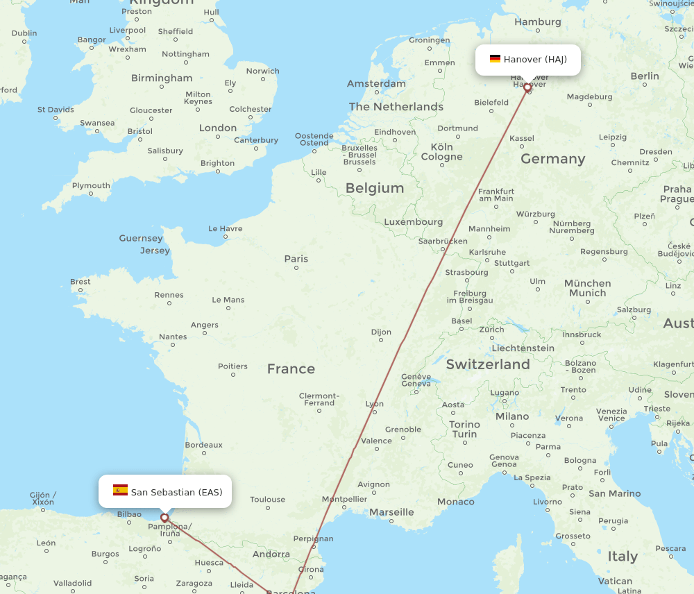 EAS-HAJ flight routes