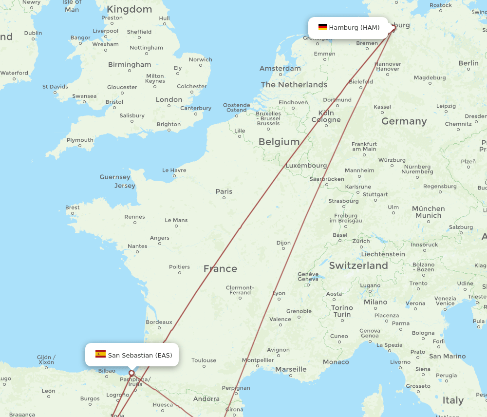 EAS-HAM flight routes