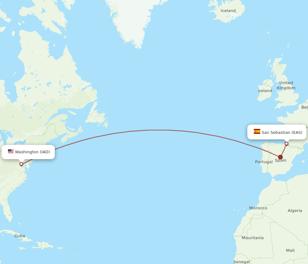 EAS-IAD flight routes