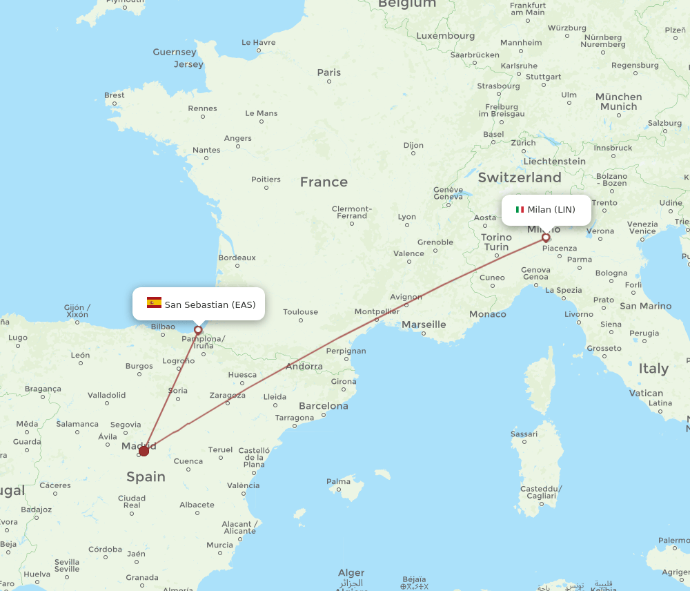 EAS-LIN flight routes