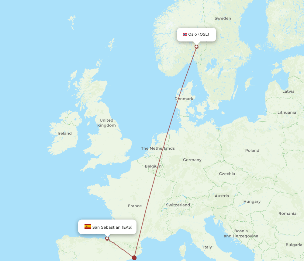 EAS-OSL flight routes