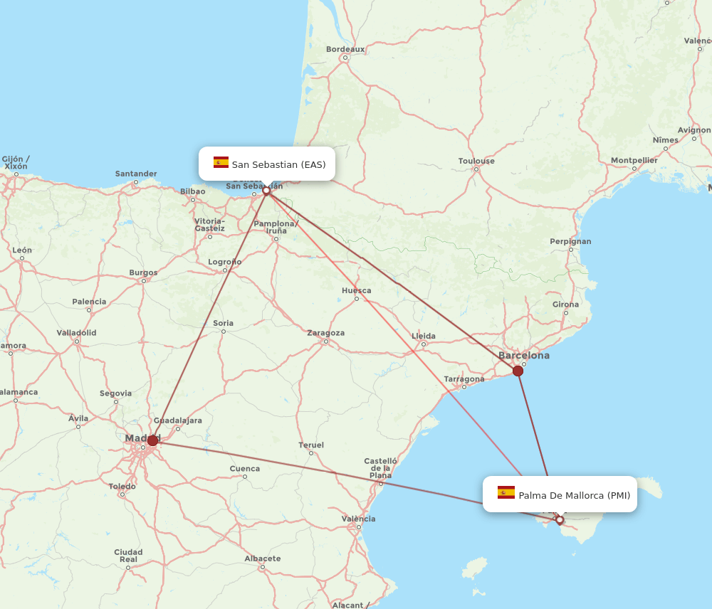EAS to PMI flights and routes map